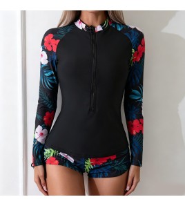 LYXN6626001 New Long-Sleeved Printed Swimsuit for Women, Multi-Color Separate Swimsuit, Plus Size Bikini