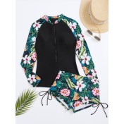 LYXN6626001 New Long-Sleeved Printed Swimsuit for Women, Multi-Color Separate Swimsuit, Plus Size Bikini