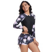 LYXN6630003 Women's One-Piece Long-Sleeved Surf Suit, Sun Protection Diving Suit Swimwear