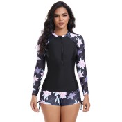 LYXN6630003 Women's One-Piece Long-Sleeved Surf Suit, Sun Protection Diving Suit Swimwear