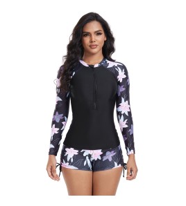 LYXN6630003 Women's One-Piece Long-Sleeved Surf Suit, Sun Protection Diving Suit Swimwear