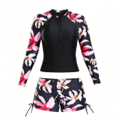 LYXN6630003 Women's One-Piece Long-Sleeved Surf Suit, Sun Protection Diving Suit Swimwear