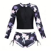 LYXN6630003 Women's One-Piece Long-Sleeved Surf Suit, Sun Protection Diving Suit Swimwear