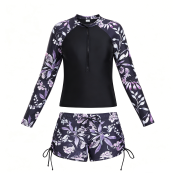 LYXN6630003 Women's One-Piece Long-Sleeved Surf Suit, Sun Protection Diving Suit Swimwear