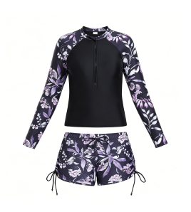 LYXN6630003 Women's One-Piece Long-Sleeved Surf Suit, Sun Protection Diving Suit Swimwear