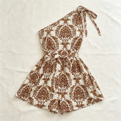 FCSE6708001 Printed Off-Shoulder Drawstring Sleeveless Short Skirt Pants Summer Women's Jumpsuit Women's Shorts