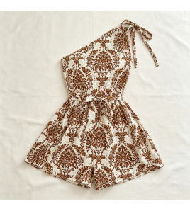 FCSE6708001 Printed Off-Shoulder Drawstring Sleeveless Short Skirt Pants Summer Women's Jumpsuit Women's Shorts
