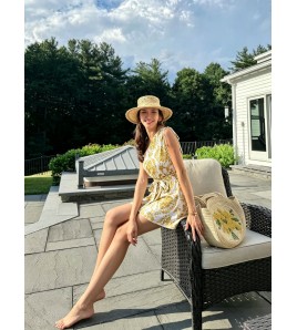 FCSE6708001 Printed Off-Shoulder Drawstring Sleeveless Short Skirt Pants Summer Women's Jumpsuit Women's Shorts