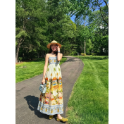 FCSE6709001 Fashionable Printed Linen Sundress