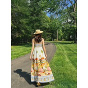 FCSE6709001 Fashionable Printed Linen Sundress