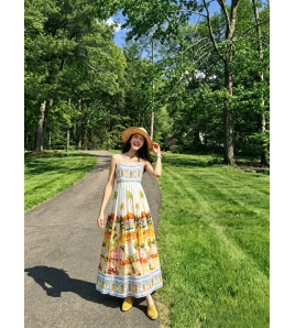 FCSE6709001 Fashionable Printed Linen Sundress