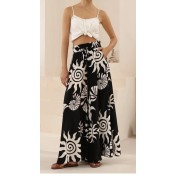 FCSE6715001 Brand New Casual Pants, Tropical Print, Loose Fit, Plus Size Women's Wide Pants