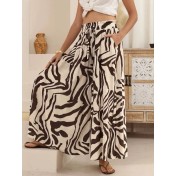 FCSE6715001 Brand New Casual Pants, Tropical Print, Loose Fit, Plus Size Women's Wide Pants