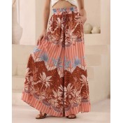 FCSE6715001 Brand New Casual Pants, Tropical Print, Loose Fit, Plus Size Women's Wide Pants