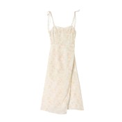 FCSE67197001 French resort style high-waisted slim fit sexy elegant commuter dress with irregular design floral print