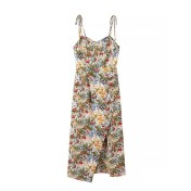FCSE67197001 French resort style high-waisted slim fit sexy elegant commuter dress with irregular design floral print
