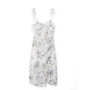FCSE67197001 French resort style high-waisted slim fit sexy elegant commuter dress with irregular design floral print