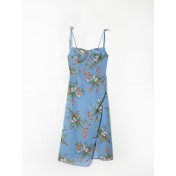 FCSE67197001 French resort style high-waisted slim fit sexy elegant commuter dress with irregular design floral print