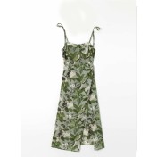 FCSE67197001 French resort style high-waisted slim fit sexy elegant commuter dress with irregular design floral print