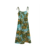 FCSE67197001 French resort style high-waisted slim fit sexy elegant commuter dress with irregular design floral print
