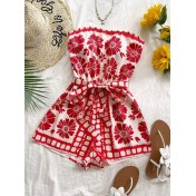 FCSE6723001 Positioning Print Women's Backless Neckline Strapless Slimming Casual Fashion Shorts