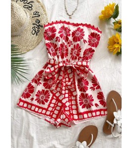 FCSE6723001 Positioning Print Women's Backless Neckline Strapless Slimming Casual Fashion Shorts