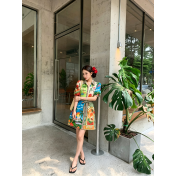 FCSE67310001 Casual Fashion Printed Shirt Cardigan Elegant and Versatile Dress