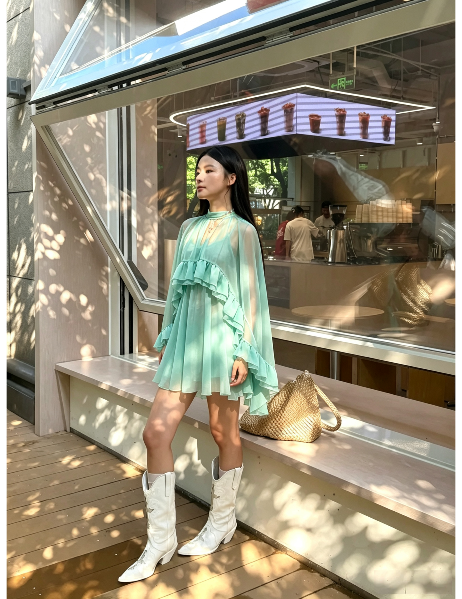 FCSE68030001 Elegant Chiffon Fashionable Inner Layer Camisole Cape Dress Two-Piece Set