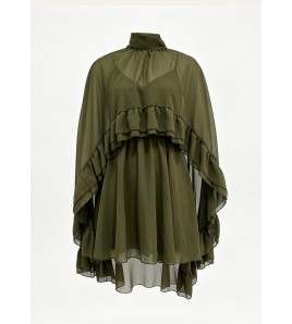 FCSE68030001 Elegant Chiffon Fashionable Inner Layer Camisole Cape Dress Two-Piece Set