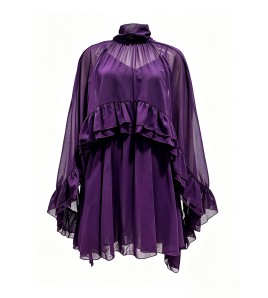 FCSE68030001 Elegant Chiffon Fashionable Inner Layer Camisole Cape Dress Two-Piece Set