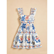 FCSE6705001 Brand New Tropical Print Casual Vacation Dress, New Summer Sleeveless Women's Wear