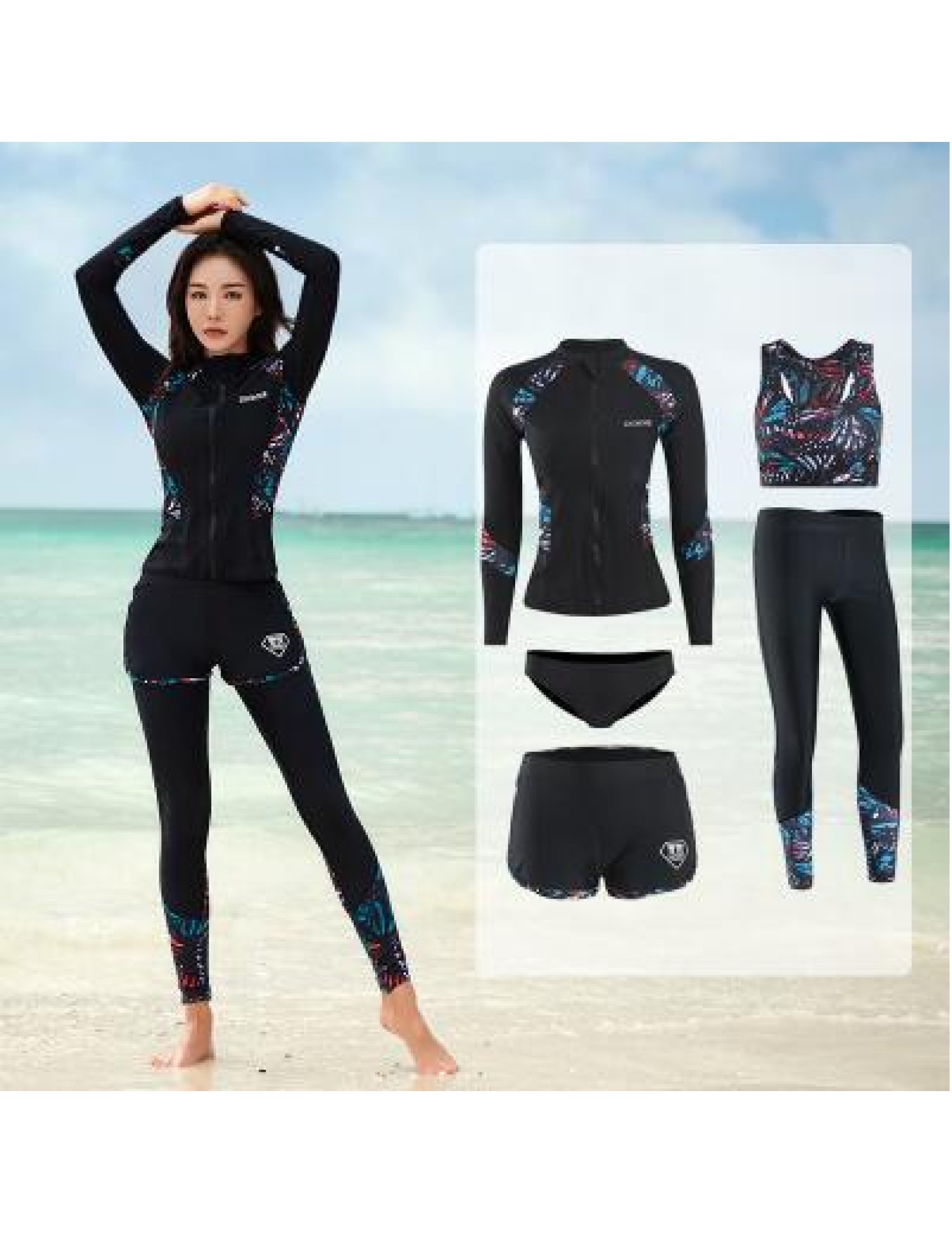 LYXN6716001 Women's Diving Suit, Sunscreen, Quick-Drying, Separate Long-Sleeved and Long-Pants, Snorkeling Swimming Suit, Couple Swimming Suit, Casual Surfing Suit