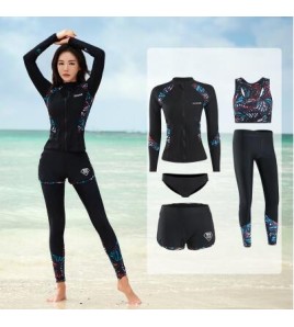 LYXN6716001 Women's Diving Suit, Sunscreen, Quick-Drying, Separate Long-Sleeved and Long-Pants, Snorkeling Swimming Suit, Couple Swimming Suit, Casual Surfing Suit