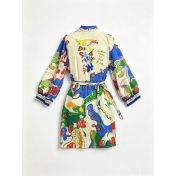 FCSE6817001 Stylish and Versatile Linen Shirt Cardigan with Belt Dress