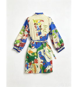FCSE6817001 Stylish and Versatile Linen Shirt Cardigan with Belt Dress