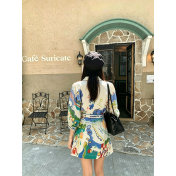 FCSE6817001 Stylish and Versatile Linen Shirt Cardigan with Belt Dress