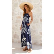FCSE6817002 Brand New Tropical Floral Print Resort Style Full Swing Sundress