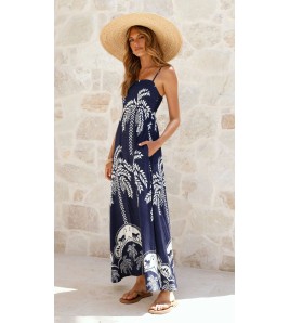 FCSE6817002 Brand New Tropical Floral Print Resort Style Full Swing Sundress