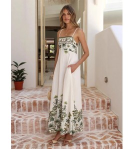 FCSE6817002 Brand New Tropical Floral Print Resort Style Full Swing Sundress