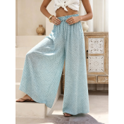 FCSE6821001 Brand New Casual Pants, Tropical Print, Loose Fit, Plus Size Women's Wide Pants