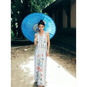 FCSE6830001 Resort Style Printed V-Neck Top and Wide-Leg Pantsn