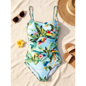 HSPN6812001 New Tropical Vacation Bikini Print Push-up One-Piece Swimsuit for Women