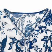FCSE61001002 Retro Resort Style Blue and White Porcelain Print Sleeveless Dress