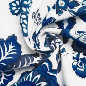 FCSE61001002 Retro Resort Style Blue and White Porcelain Print Sleeveless Dress