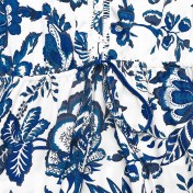 FCSE61001002 Retro Resort Style Blue and White Porcelain Print Sleeveless Dress