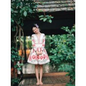 FCSE6902003 Fashionable and Casual Summer Dress with Slim Fit, Elegant Print, Women's Style