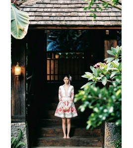 FCSE6902003 Fashionable and Casual Summer Dress with Slim Fit, Elegant Print, Women's Style