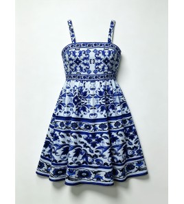 FCSE6902004 New Printed Fashion Suspender Dress, Slim Fit, Elegant Style Dress