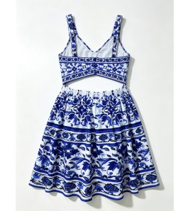 FCSE6902004 New Printed Fashion Suspender Dress, Slim Fit, Elegant Style Dress