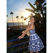FCSE6902004 New Printed Fashion Suspender Dress, Slim Fit, Elegant Style Dress